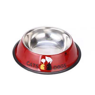 Stainless steel dog basin-jujube red-M size-1 piece