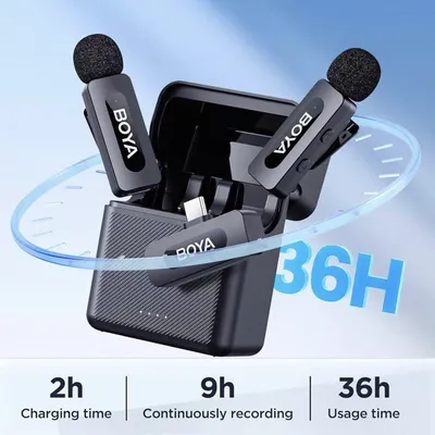 Wireless Lavalier Microphone With Triple-Level AI Noise Cancellation For Mobile Live Streaming And Recording