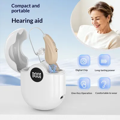 Noise-canceling Behind-the-ear Hearing Aid For Seniors With Sound Amplification