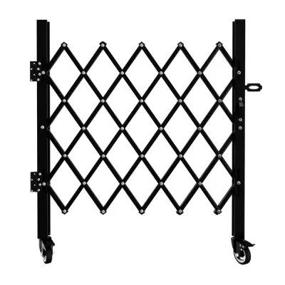Foldable Security Gate, Expandable Safety Barrier With 360' Swivel Casters Lockable Design, Portable Mobile Rolling Barricade For Garage, Warehouse, Driveway And Pool Areas - 51.57' H X 74' W
