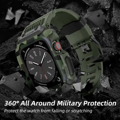 Applicable To Applewatch45678 Generation Star Camouflage Protective Shell Integrated Strap