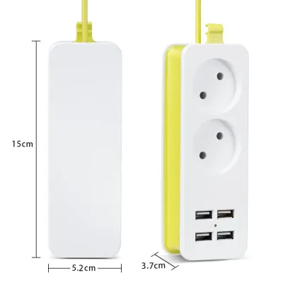 Rdxone EU plug Travel Power Strip Portable Extension Socket Outlet with 4 USB Wall Charger Smart Desktop Socket