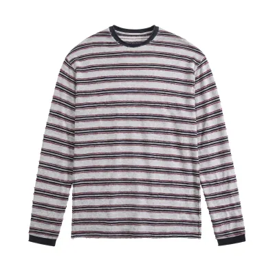 Casual Color-Blocked Stripe Loose Couple Long Sleeve T-Shirt