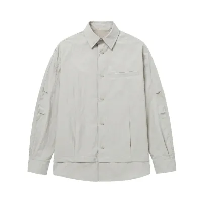 Streetwear Long Sleeve Shirt for Men with Patchwork Design