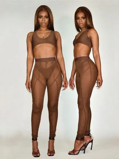  Mesh See Through Pants Women Hot Sexy High Waist Patchwork Sheer Leggings Body-shaping Style Skinny Trousers