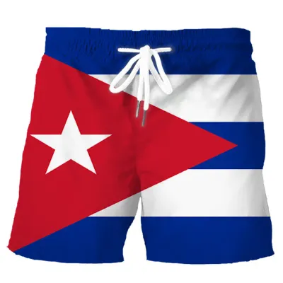 3D digital printed men's casual shorts and men's square striped shorts