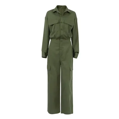 American workwear style loose casual jumpsuit