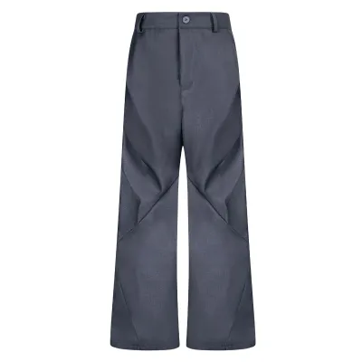  Style Pleated Versatile Trousers Unisex Loose Wide Leg Straight Long Pants