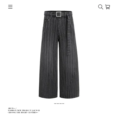  Relaxed Stripe Casual Straight Leg Pants Unisex Loose Lazy Slimming Wide Leg Long Pants
