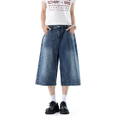 Bamboo Texture Button-Down Denim Pants