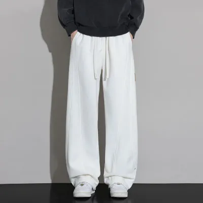  Knife Cut Men's Pants, Straight Leg Casual Trousers, Loose Fit Sweatpants for Spring and Autumn