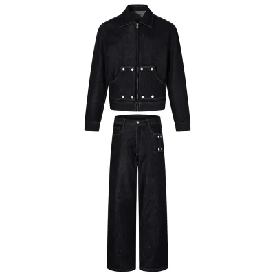 Short jacket denim suit for men