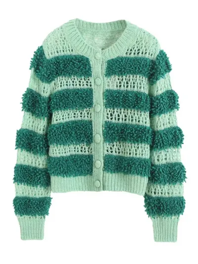  Hit Color Knitting Cardigan For Women Rond Neck Long Sleeve Patchwork Single Breasted Hollow Out Slim Sweaters Female 