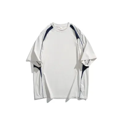 Casual color blocking splicing round neck men's and women's short sleeves