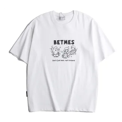 Cartoon letter printed casual loose short sleeved shirt