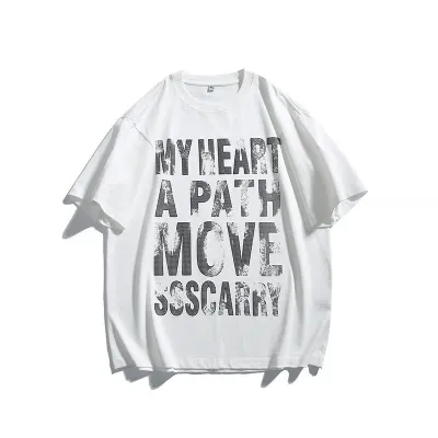 Back large letter printed men's and women's loose short sleeves