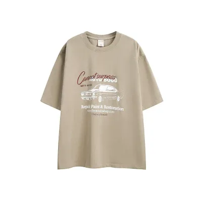 Car print design men's and women's washed loose short sleeved T-shirt