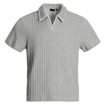  Short-Sleeved Polo Collar Men' T-Shirt Henry Collar Half Sleeve