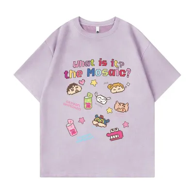 Cartoon letter printed short sleeved T-shirt