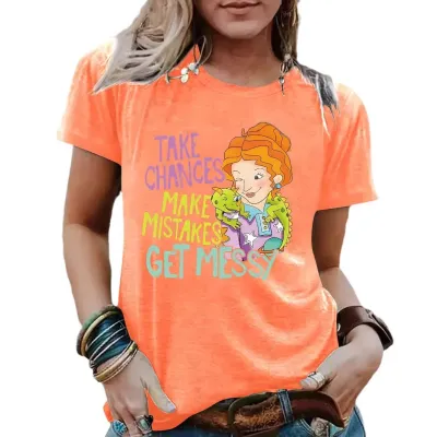Cartoon pattern round neck short sleeved shirt