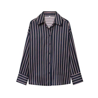 Autumn casual striped long sleeved shirt