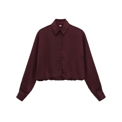 Balloon version silk textured shirt