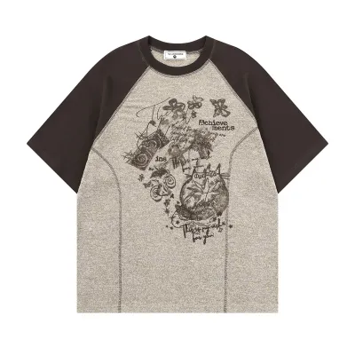 Cat Hand-painted Print Wide Sleeve Short Sleeve T-Shirt