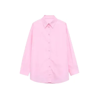 Casual poplin loose collared long sleeved shirt