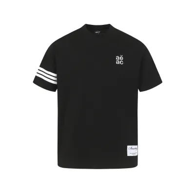  Quick-Dry Three-Stripe Half-High Neck T-Shirt Men Letter Embroidery Logo Top