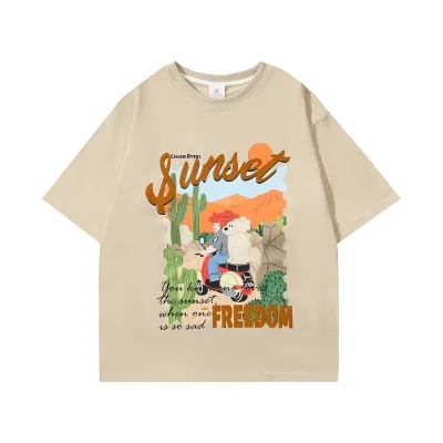 Desert motorcycle printed short sleeved shirt