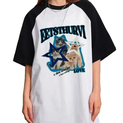 Black and white spliced short sleeved t-shirt for women