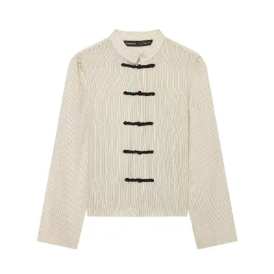 Commuter style striped rope buttoned shirt