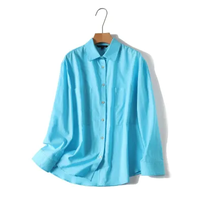 Commuting style double pocket long sleeved shirt