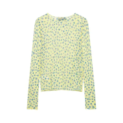 Slim fit semi transparent heart-shaped long sleeved top