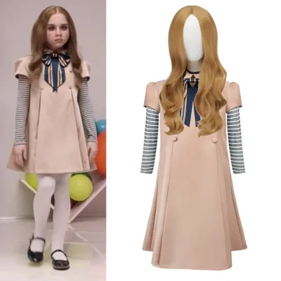 Megan Cosplay Dress and Wig Set, American Horror Movie M3GAN Female Protagonist Megan Style Costume