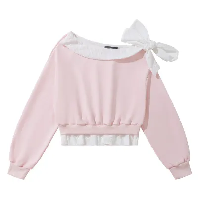 One collar patchwork white textured lace hoodie