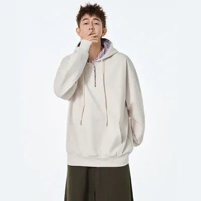 Ethnic Style Color-block Hoodie Unisex  Heavyweight Design Top Couple's Wear