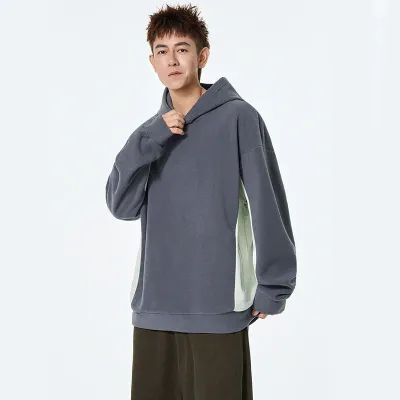 Structural Paneling Hoodie Men's Autumn New Release, Color-Blocked Fleece Hooded Jacket, Casual  Street Style Sweatshirt