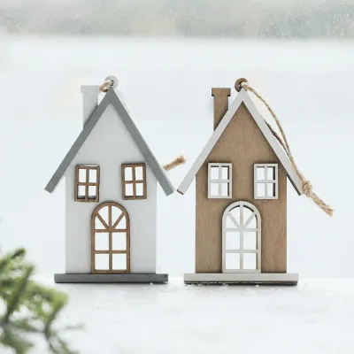Christmas New Products Christmas Tree Small House Wooden Creative Small Pendant Hanging Decoration Christmas Decorations Gifts