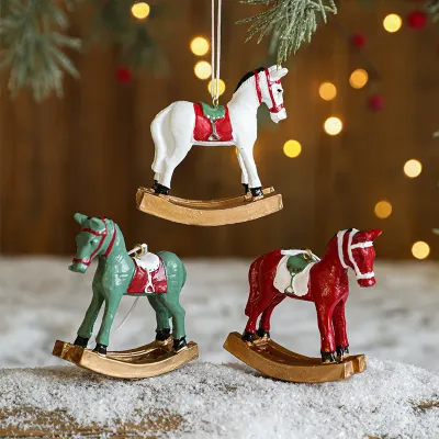 Christmas Tree Accessories Red Resin Vintage Painted Trojans Small Pendants Trojans Series Exquisite Ornaments
