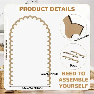 Unfinished Wood Arch Wall Decor – Rustic Scalloped Wooden Frame Trim for Nursery, Kids Room & DIY Crafts