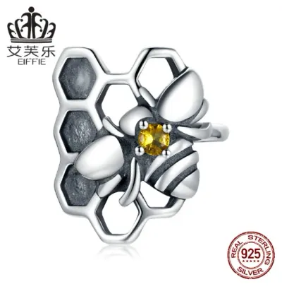 Original Homing Bee Sterling Silver S925 Single Earring Gold Zircon Insect Single Earring