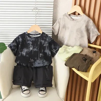 Round neck short sleeved children's two-piece set