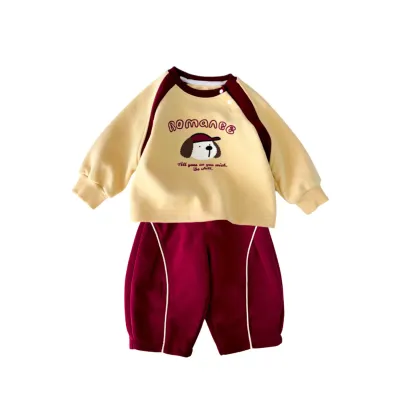 Outfit Set with Long Sleeve T-Shirt and Slash Pants for Toddlers