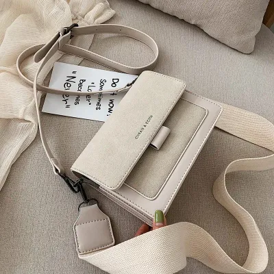 Small bag women new Korean version of small square bag wide shoulder strap fashion Joker shoulder Messenger bag