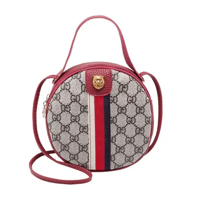 Women Shoulder Bags Tiger Head PU Leather Handbags Bags Ladies Party Fashion Round Popular Shape Printing Girls Crossbody Bag 