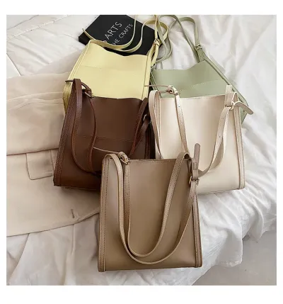 Ladies Style Shoulder Bag Women's New Trend Solid Color Large Capacity Underarm Bag Shopping Soft Leather Messenger Bag