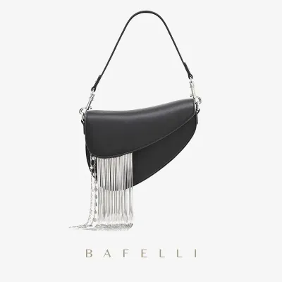 New Cowhide Women's Bag Autumn And Winter Unique Design Tassel Bag Personality Fashion Messenger Bag