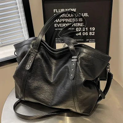 Single Shoulder Tote Bag, Large Capacity, Women's Soft Leather Vintage Commute Bag, Crossbody Bag for Women