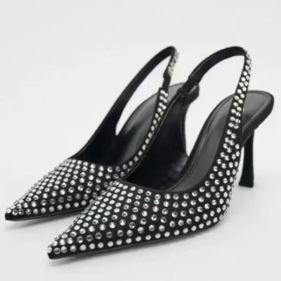  Rhinestone Heeled Heels Woman Sandals  Summer Fashion Heels Wedding Party Woman Pumps Elegant Office High Heels Shoes
